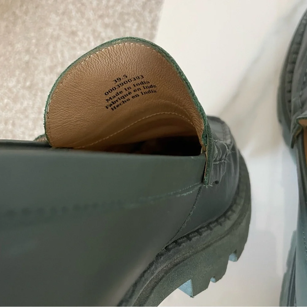 Free People Lyra Lug Sole Green Loafers Size 39.5/9.5 - Picture 11 of 11